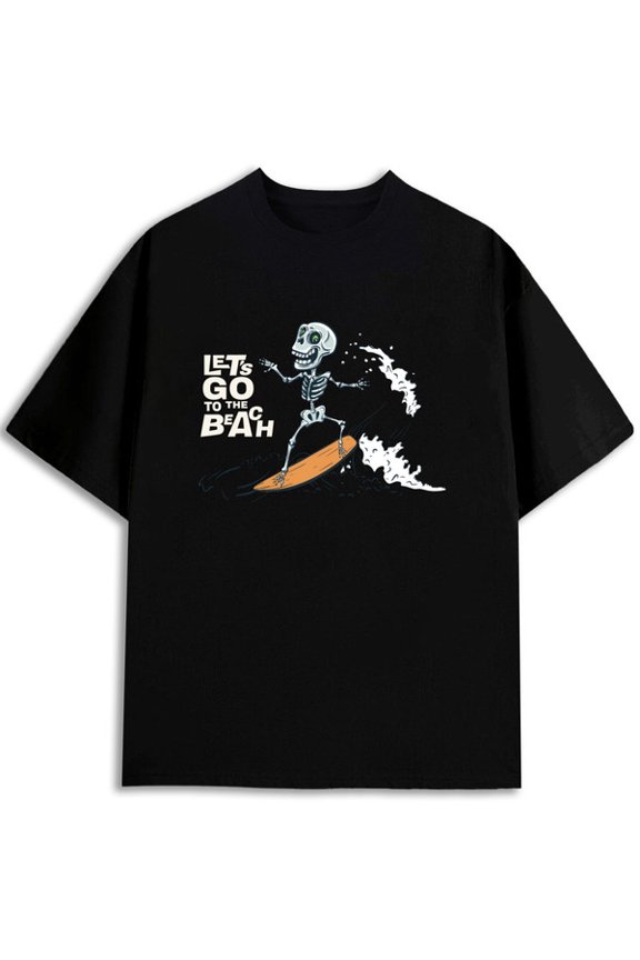 Surfing Skeleton T-Shirt Men t shirts black short elegantly Spring and summer outdoor loungewear Vintage Unisex Shirt Graphic tshirts