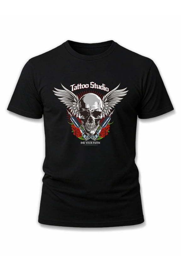 Tattoo Studio Ink Faith Tee mens graphic t shirts black elegant summer Comfortable loose T-shirt Vintage Unisex Shirt Crewneck tshirts