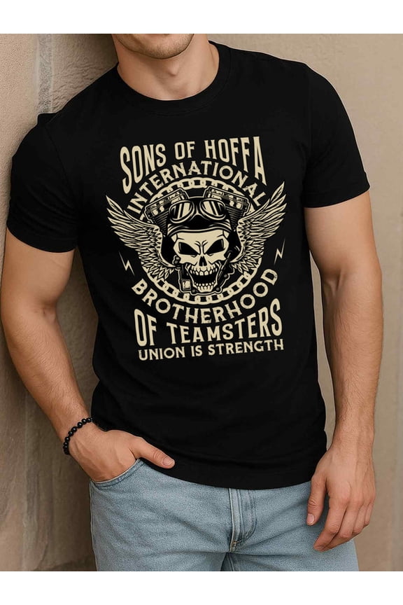 Teamsters Skull T-Shirt Men's round neck T-shirt black short elegantly fun and playful, cool T-shirt, funny T-shirt Funny Unisex Shirt Graphic tshirts