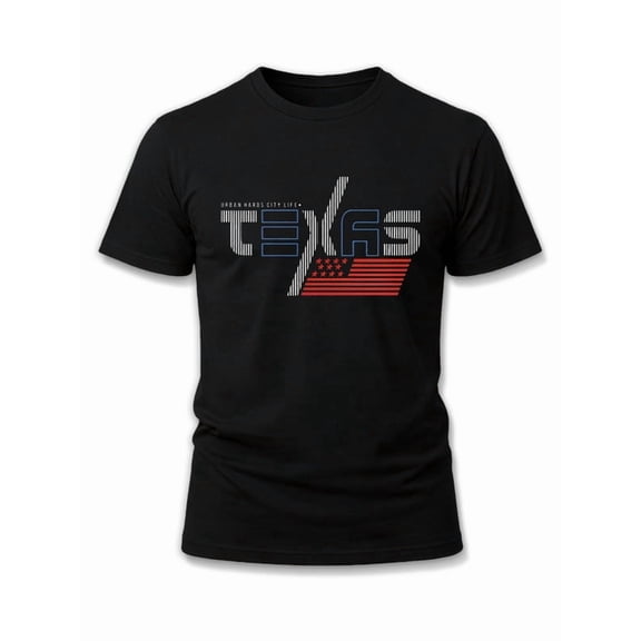 Greenink Texas Pride USA Flag Tee Men's round neck T-shirt black casual funny t shirts For summer Fall Hip-hop streetwear Classic Unisex Shirt Cotton tshirts