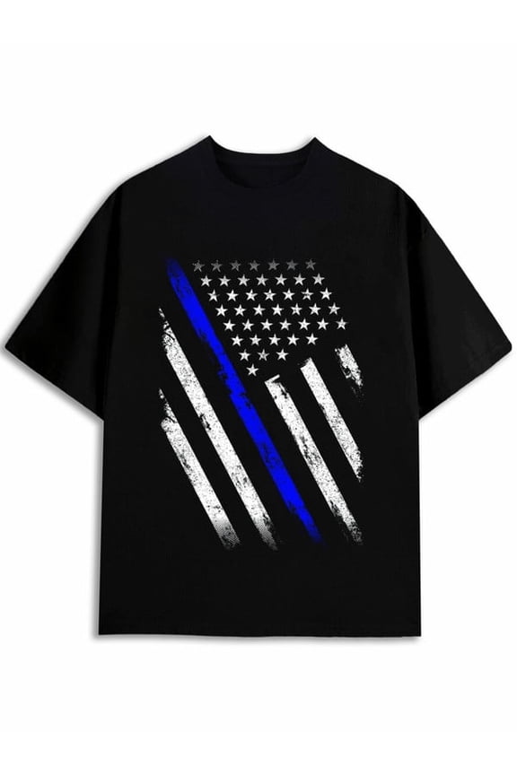 Thin Blue Line Flag Tee Men printed t-shirt black limited edition elegant Beach Day Everyday Summer Tee Original Unisex Shirt Cotton tshirts