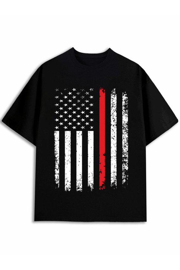 Thin Red Line Flag T-Shirt men graphic t shirts black funny short Spring and summer outdoor loungewear Basic Unisex Shirt Printed tshirts