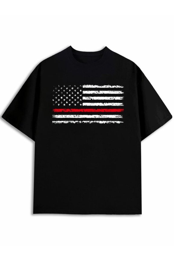 Thin Red Line Flag Tee Men funny t shirts black top elegant Daily and weekend wear Casual sportswear Unique Design Unisex Shirt Short Sleeve tshirts