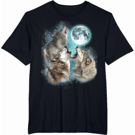 Greenink Greenink Three Wolves Howling at The Moon T-Shirt Wildlife Wolves Lovers Unisex Men Women T Shirt