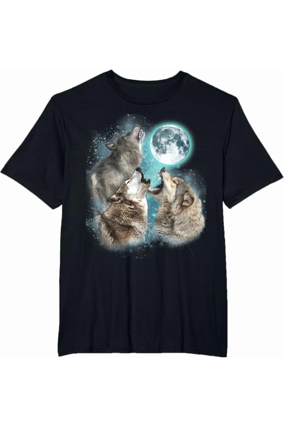Three Wolves Howling at The Moon T-Shirt Wildlife Wolves Lovers Unisex Men Women T Shirt
