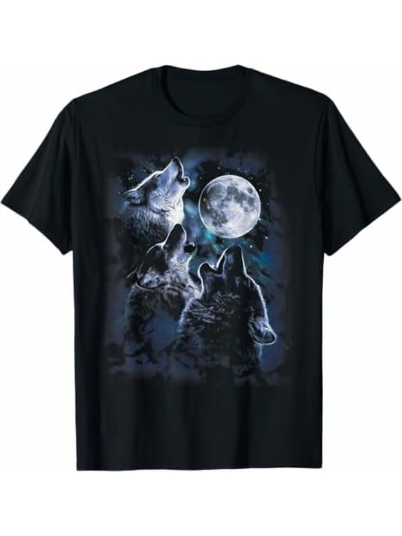 Three Wolves Howling at The Moon T-Shirt Wildlife Wolves Lovers Unisex Men Women T Shirt