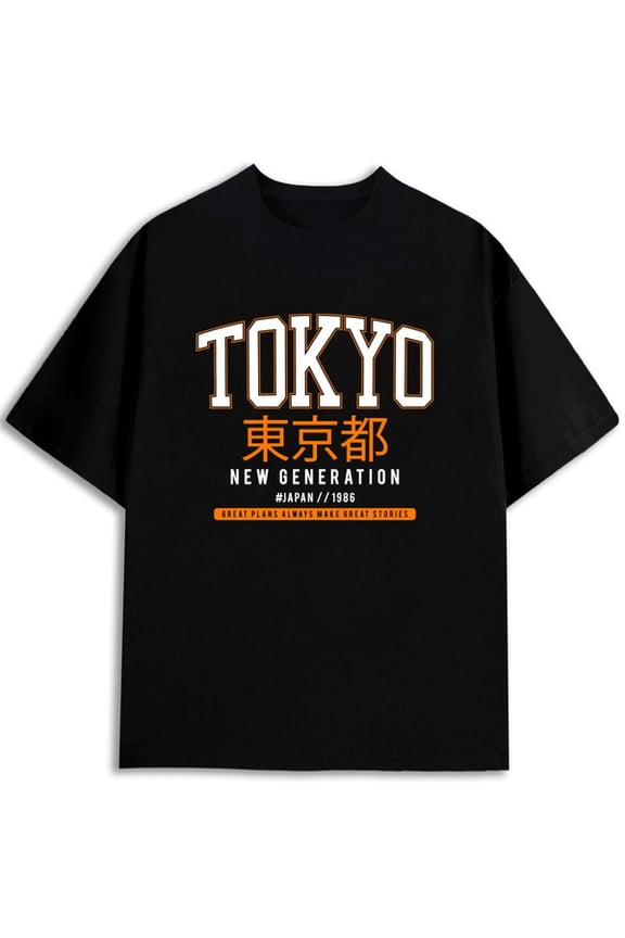 Tokyo New Gen. T-Shirt mens round neck T-shirt black graphic tees casual Daytime and weekend wear Basic Unisex Shirt Graphic Tee tshirts