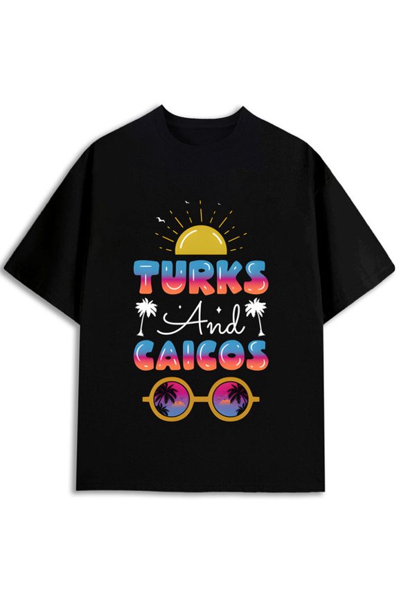 Turks & Caicos Sunglasses Tee men's graphic t shirts black graphic elegant Unique designs, summer prints Fashion Unisex Shirt Graphic Tee tshirts