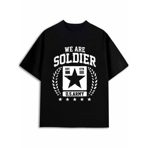Greenink U.S. Army Soldier Pride Tee Mens graphic t-shirt black funny graphic tees Hip-hop streetwear Trendy Unisex Shirt Short Sleeve tshirts