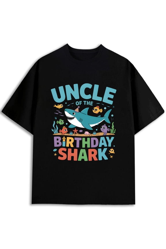 Uncle Shark Birthday Tee for men t-shirt black elegant gifts Casual sportswear Hip-hop streetwear Unique Design Unisex Shirt Short Sleeve tshirts