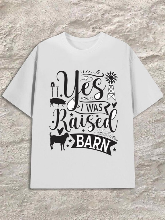 Unisex Short Sleeve Graphic Tshirt, Yes I'm Raised On A Farm Country Quote Print Tee, Farm Raised Pride Gift, Rural Farmer Daily Outdoor Casual Top