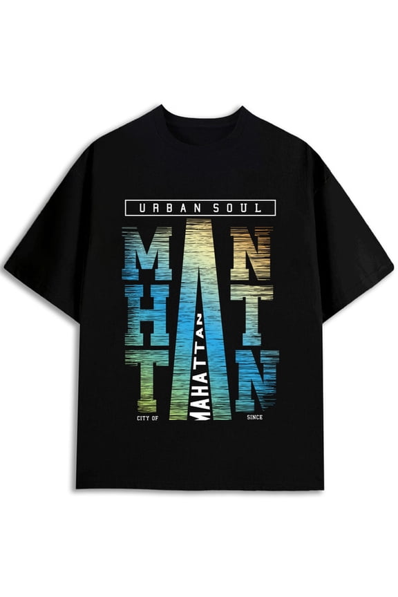 Urban Soul Manhattan T-Shirt Mens t-shirts black limited edition graphic tees summer and spring season Casual Unisex Shirt Graphic Tee tshirts