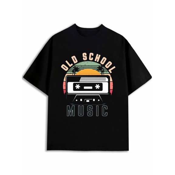 Greenink Vibes: Old School Music Tee Men printed t-shirt black gifts short BBQ Weekend Gathering Family Tee Casual Unisex Shirt Short Sleeve tshirts