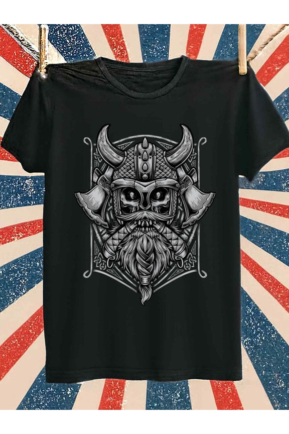 Viking Warrior T-Shirt men's comfort colors tshirt black graphic graphic tees Everyday and weekend wear Fashion Unisex Shirt Graphic Tee tshirts