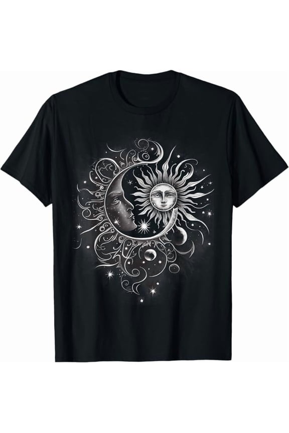Vintage Astronomy Stars Moon and Sun Gifts Shirts Graphic Tees Men Women Boys Girls Crew Neck Short Sleeve T-Shirt