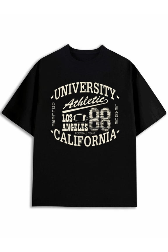 Vintage LA Football Tee Men Crew neck T-shirts black 2026 graphic tees Spring and summer outdoor loungewear Retro Unisex Shirt Graphic tshirts