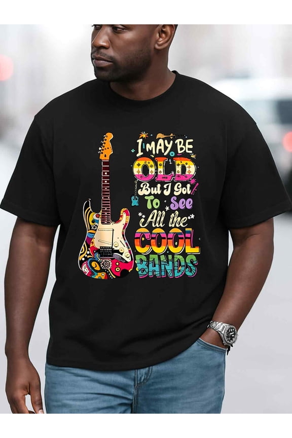 Vintage Rocker Guitar Tee for men Crew neck T-shirts black elegant limited edition Comfortable loose T-shirt Fashion Unisex Shirt Graphic Tee tshirts