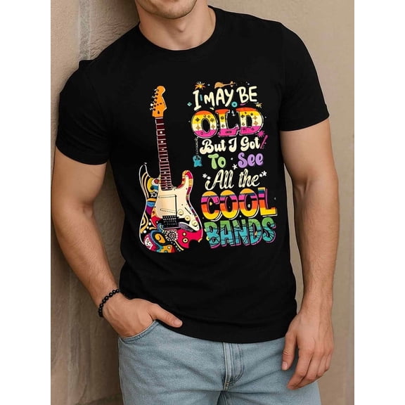 Greenink Vintage Rocker's Concert Tee Mens graphic t shirts black gifts graphic tees Perfect for exercise Vintage Unisex Shirt Short Sleeve tshirts