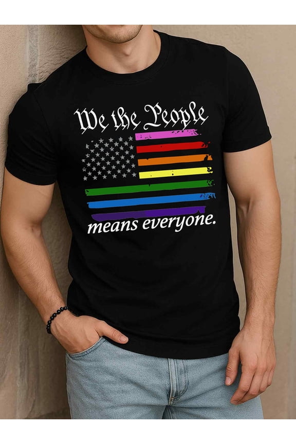 "We the People" Pride Flag T-Shirt Men t shirt black funny graphic tees Daily and weekend wear Classic Unisex Shirt Graphic Tee tshirts