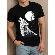 Greenink Wolf Moon Howl T-Shirt Mens t-shirt black elegantly elegant Cool shirts, Funny shirts, t shirt Unique Design Unisex Shirt Printed tshirts