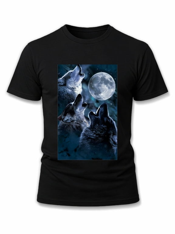 Wolf Moon Howl T-Shirt mens comfort colors tshirt black elegantly graphic tees Unique designs, summer prints Retro Unisex Shirt Graphic Tee tshirts