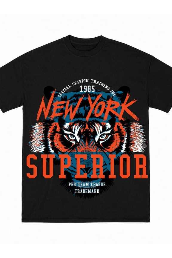 men NY Superior Tiger Tee black Y2K trend Large print t shirt For summer Casual Daily Wear summer and spring season Backyard BBQ Weekend T-Shirt t shirts For summer Fall Trendy print design