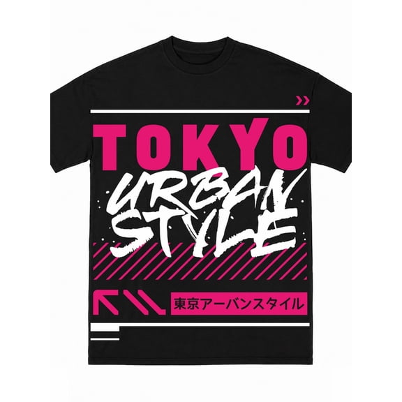 Greenink For men Tokyo Urban Style Tee black Y2K hip-hop Bold graphic t-shirts printed T-shirts, Streetwear style clothing Daily and weekend wear spring and summer clothing festival preferred gifts