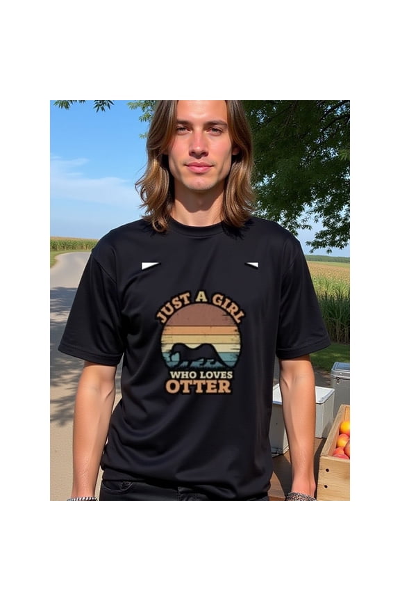 natee local warehouse Vintage Just a Girl Who Loves Otters T-shirt, 100% Cotton Fabric,Crew Neck,Short Sleeve,Regular Fit,All-season casual wear for men and teens-perfect for running, hiki