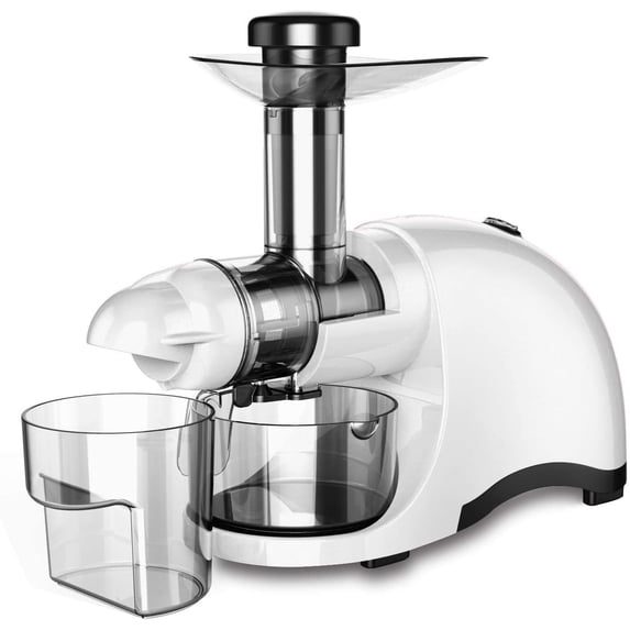 Greenis F-9600 Horizontal Masticating Juicer, Cold Press Professional Juicer Slow 60 RPM High Juice Yield, 150-Watt, Tritan Material Ultra-Durable and BPA Free, (White)