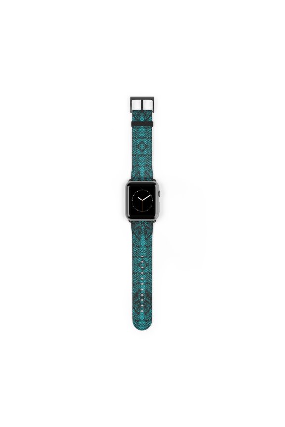 Greenish-Blue Snakeskin Animal Print Faux Leather Apple Watch Band