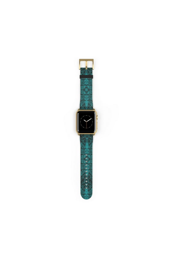 Greenish-Blue Snakeskin Animal Print Faux Leather Apple Watch Band