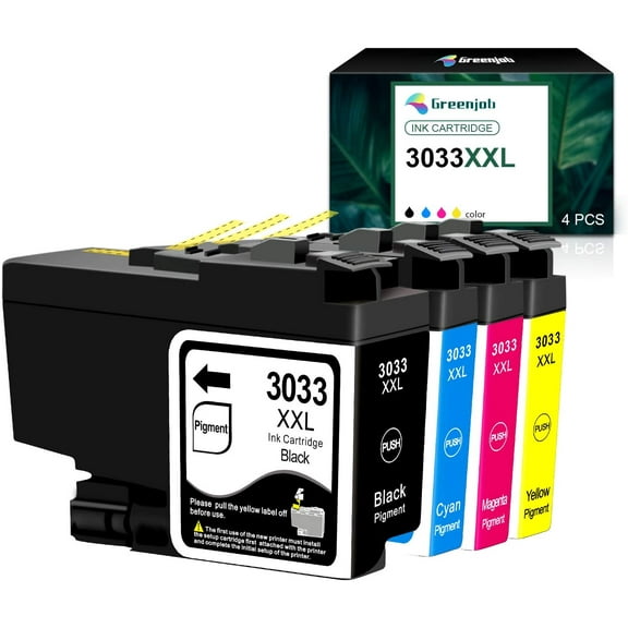 Greenjob Ink Cartridges, Compatible for Brother LC3033 LC 3033 LC-3033, Work with Brother MFC-J995DW MFC-J995DWXL MFC-J805DW MFC-J805DWXL MFC-J815DW Printer (4 Pack)