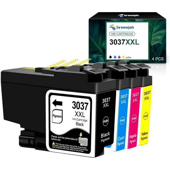 Greenjob Ink Cartridges Compatible for Brother LC3037 LC 3037 LC-3037, Work with Brother MFC-J6945DW MFC-J5845DW XL MFC-J5945DW MFC-J6545DW Printer (4 Pack)