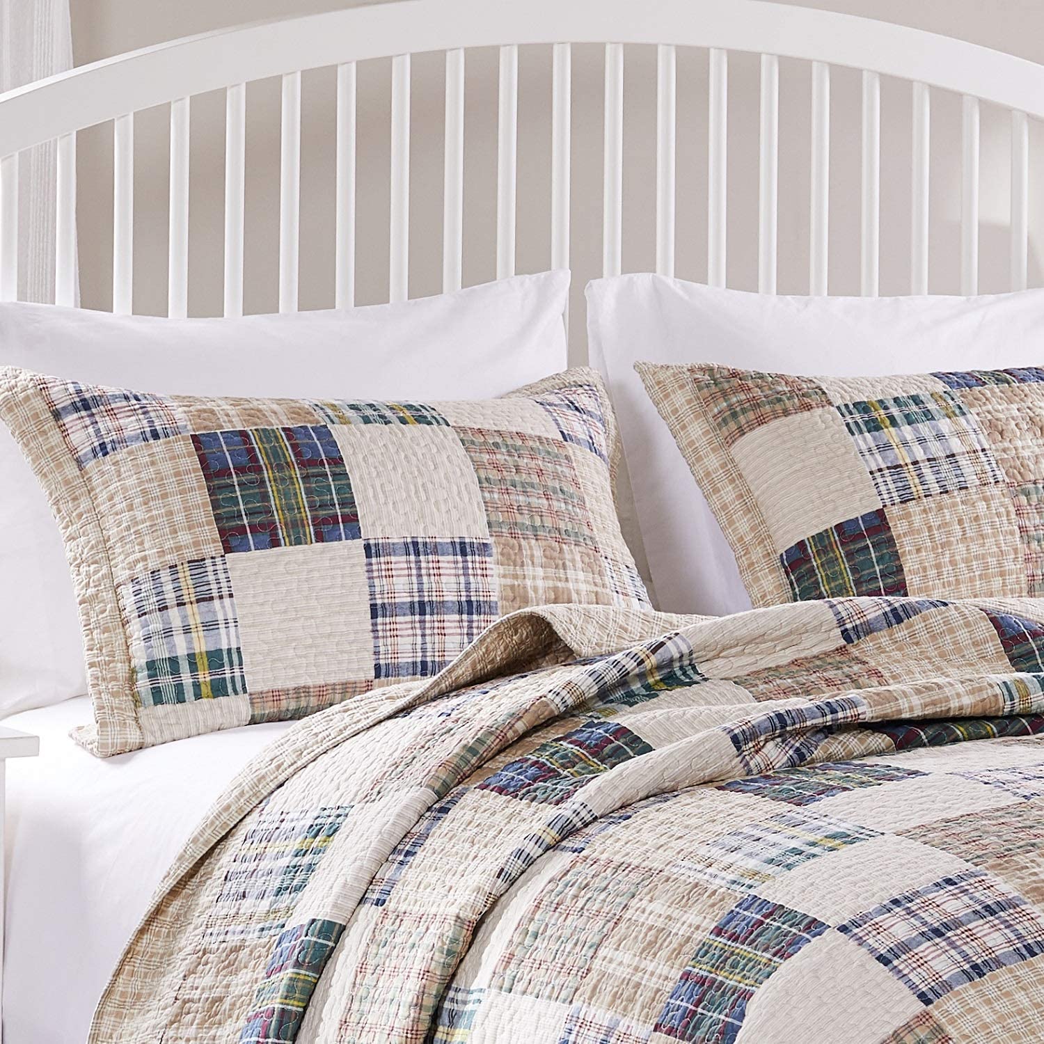 Greenland GL1304ES Oxford Standard ShamMulti Colorful Plaid Quilt