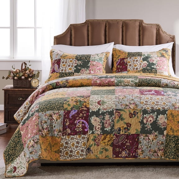 Greenland Home Antique Chic Cotton Authentic Patchwork Quilt Set Twin/twin Xl Multicolor