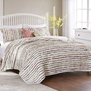 Greenland Home Fashions Bella Ruffle 100% Cotton Quilt and Decorative Pillow Set, 3 Piece Full/Queen