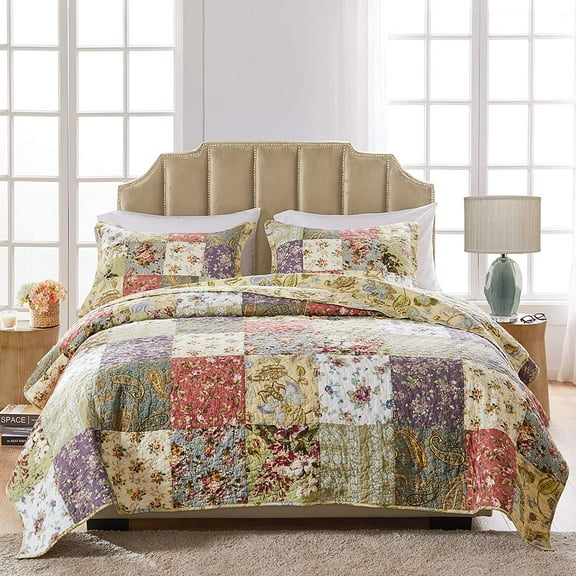 Greenland Home Blooming Prairie  Cotton Authentic Patchwork Quilt Set, 2-Piece Twin/Twin XL