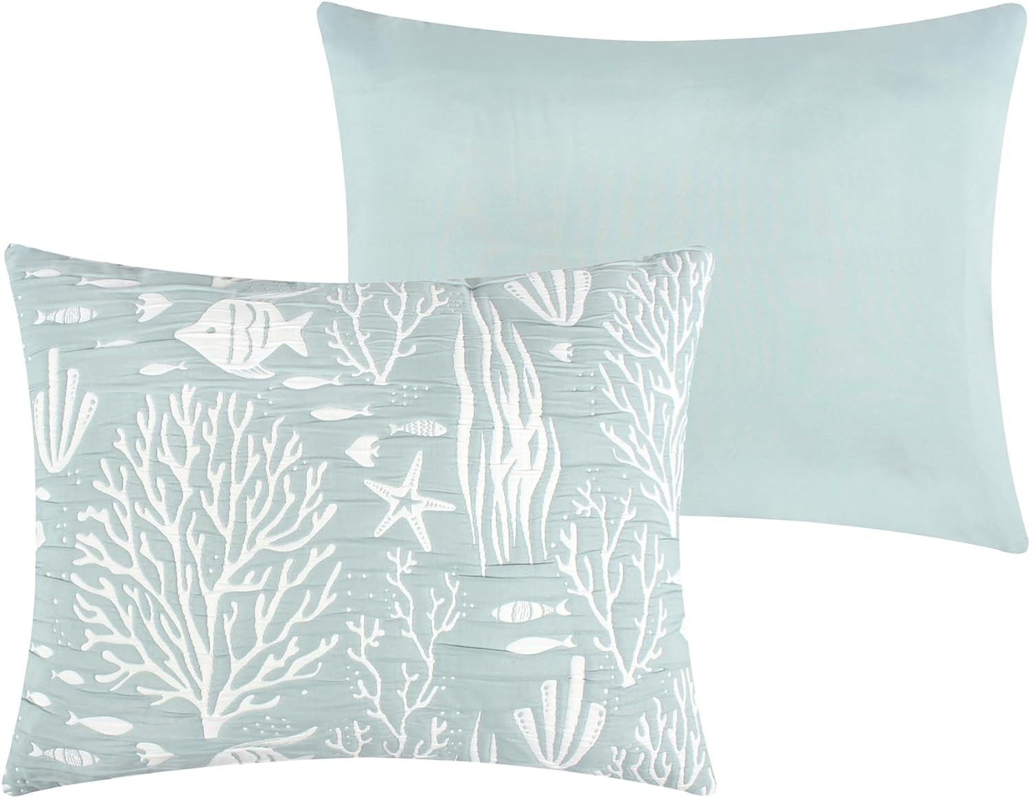 Seafoam and White Coastal Polyester Pillow Sham