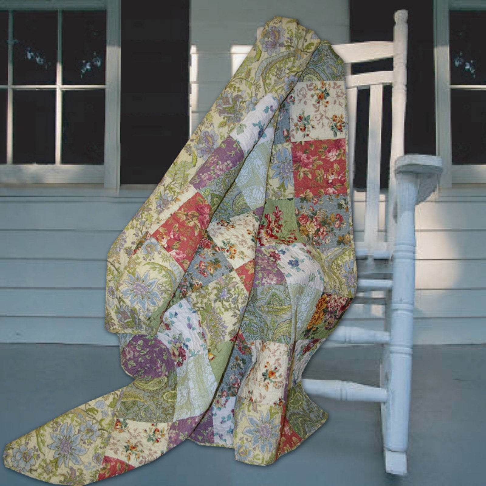 Blooming Prairie Multicolor Cotton Reversible Throw Blanket 50x60"