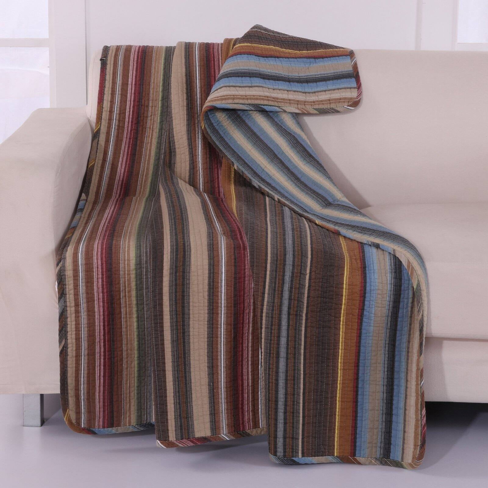 Rustic Earth-Tone Cactus Cotton Throw Blanket 60"L x 50"W