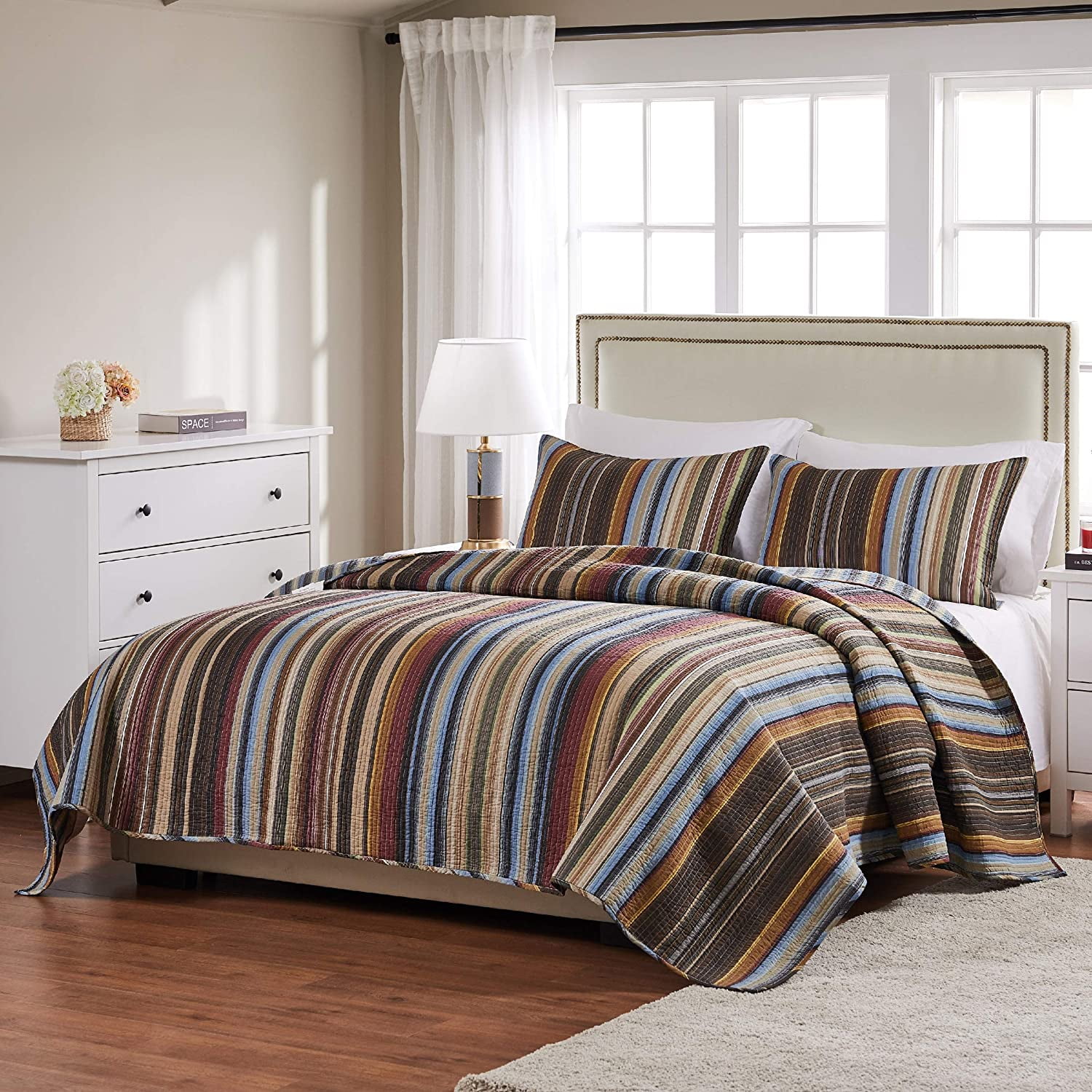 Durango Twin Blue Cotton Reversible Quilt Set