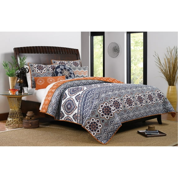 Greenland Home Fashion Medina Quilt Set - 3 - Piece - Full/Queen 90x90", Saffron