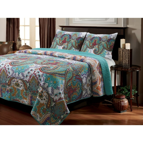 Greenland Home Fashion Nirvana Quilt And Pillow Sham Set - 3 - Piece - Full/Queen 90x90", Multi