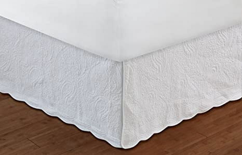 Greenland Home Fashion Paisley Quilted Bed Skirt 18" - Full 54x75", White