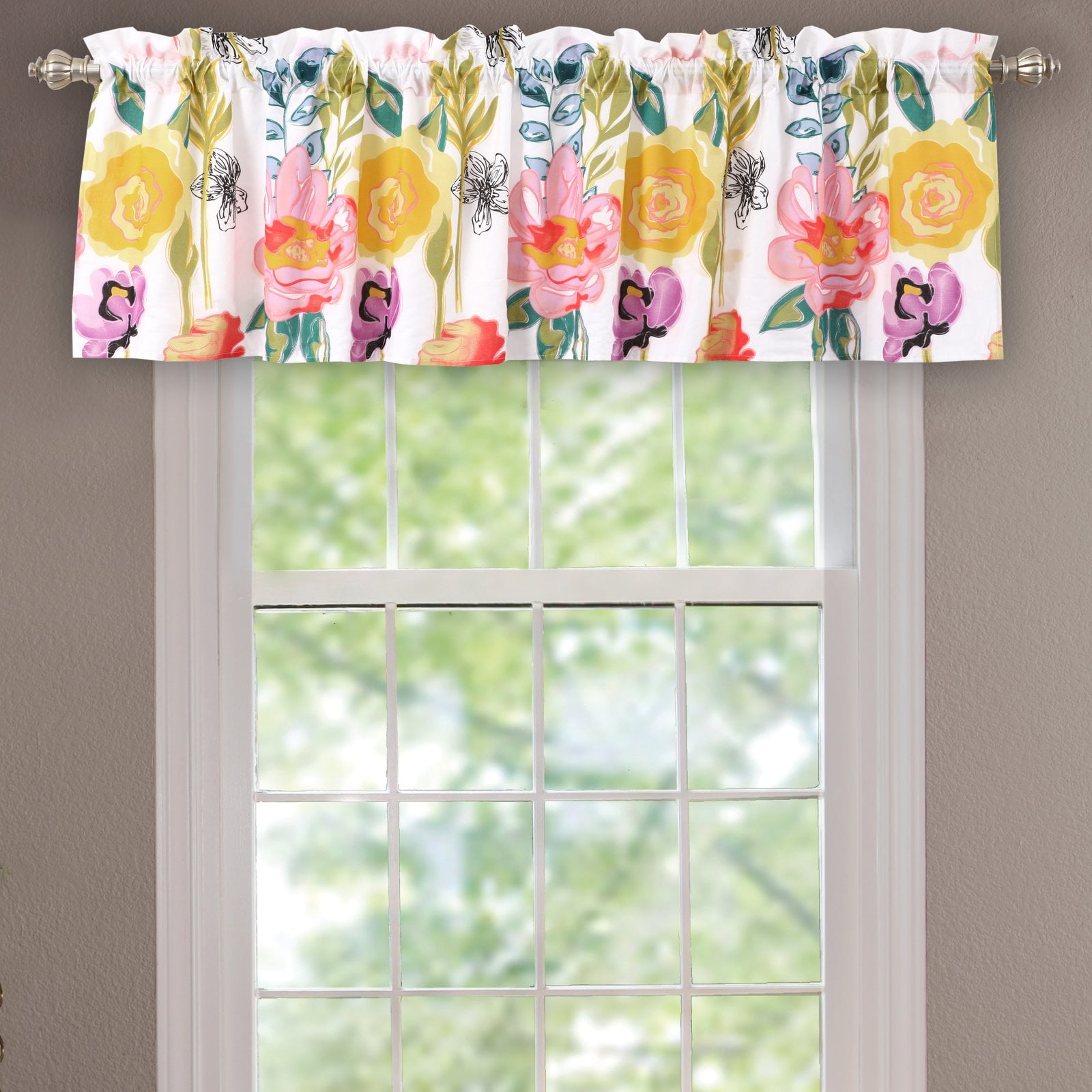 Greenland Home Fashions Watercolor Dream Floral Tailored 84'' W Window Valance