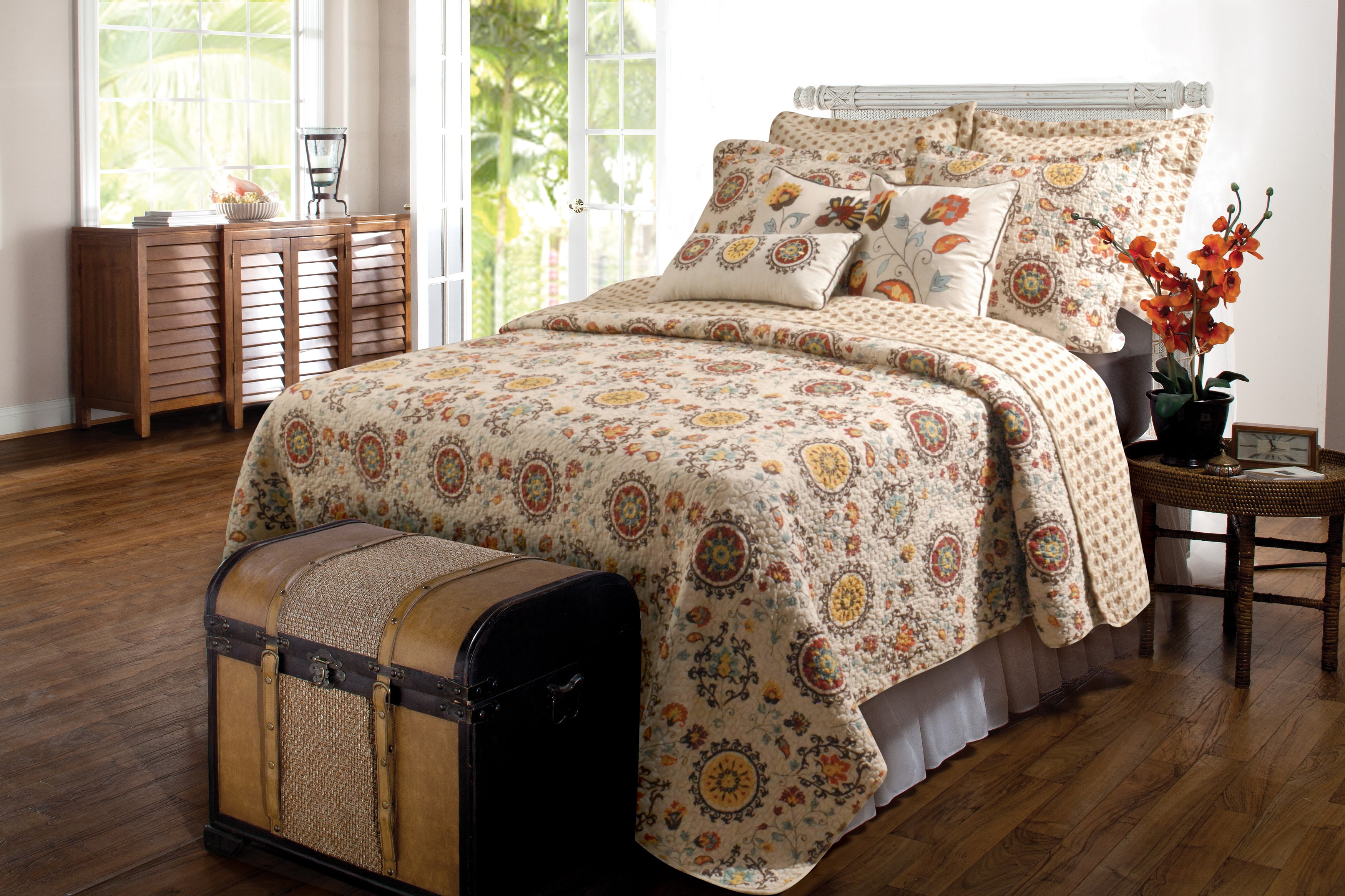 Andorra Twin Multicolor Cotton Reversible Quilt Set