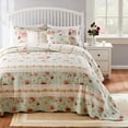 thumbnail image 1 of Greenland Home Fashions Antique Rose 100% Cotton Reversible Bedspread Set, Jumbo Size 3-Piece Queen, Blue, 1 of 8