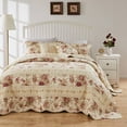 thumbnail image 1 of Greenland Home Fashions Antique Rose 100% Cotton Reversible Bedspread Set, Jumbo Size 3-Piece Queen, Ecru, 1 of 8