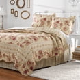 thumbnail image 1 of Greenland Home Fashions  Antique Rose All-Cotton Reversible Quilt Set Ecru (3-Piece Set) King - Cal King 3 Piece, 1 of 5