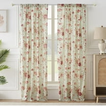 Greenland Home Fashions Antique Rose Curtain Panels, Blue, Set of 2, 42 W x 84 L (x2), with Tiebacks